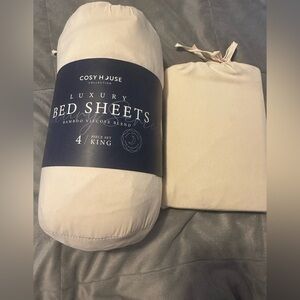 Cream Luxury king Sheet Set w/2 extra cases